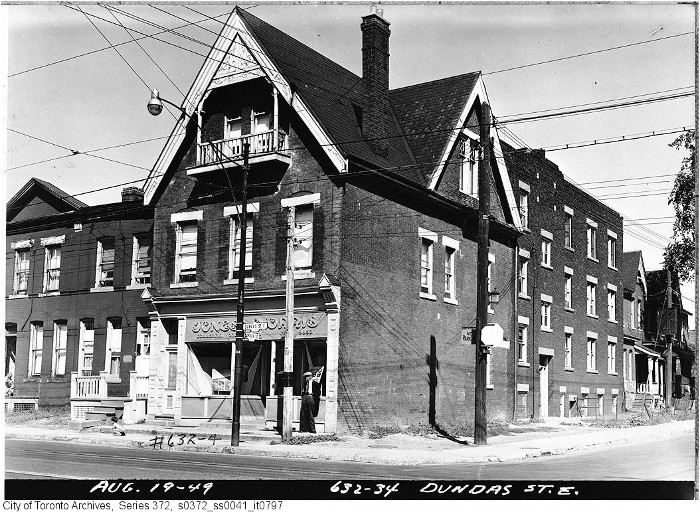 NW corner of Dundas E and Sumach (Source: City of Toronto Archives)