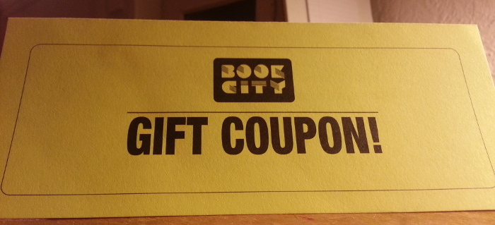 Outside of Book City coupon