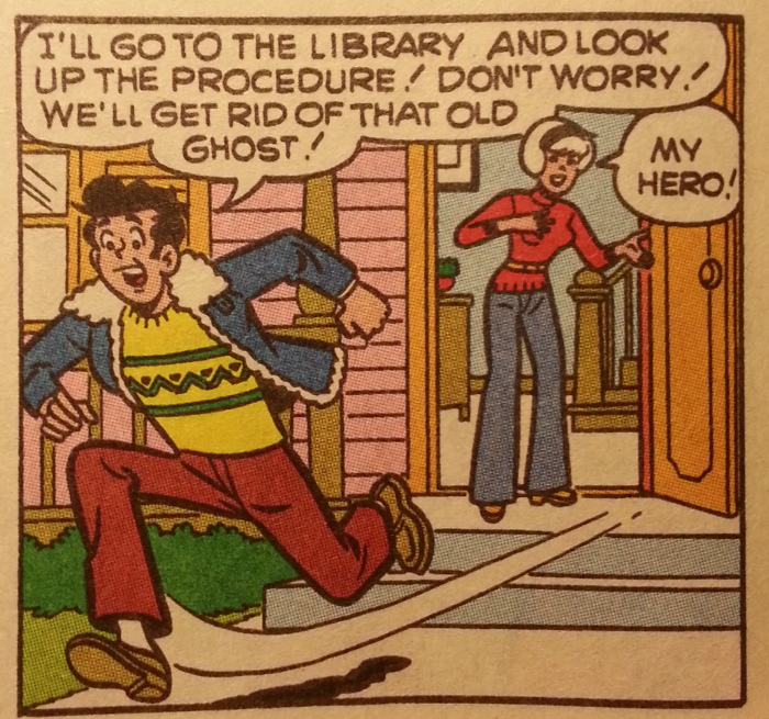 Harvey runs to the library.