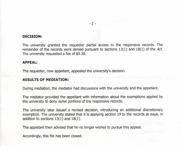 Page 2 of the mediator's report