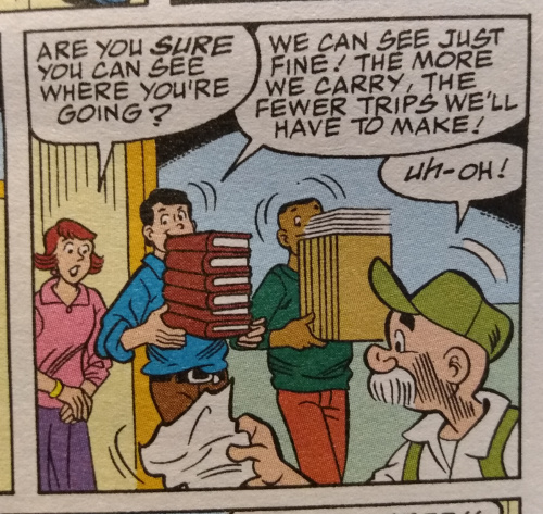 School librarian seen in this panel