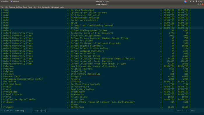 Emacs screenshot 1: raw text