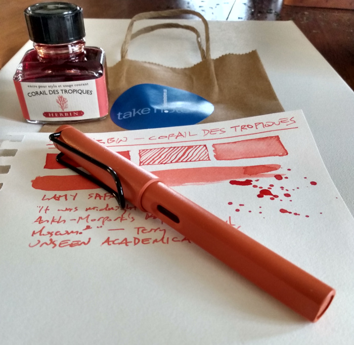 Pen, ink and ink swatch